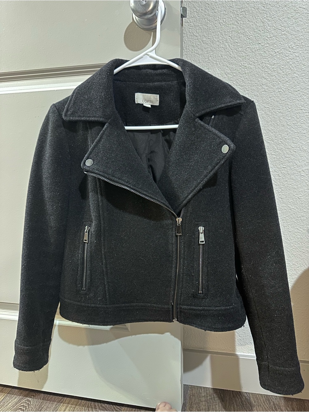 LOFT Women's Black Wool Blend Moto Jacket XS